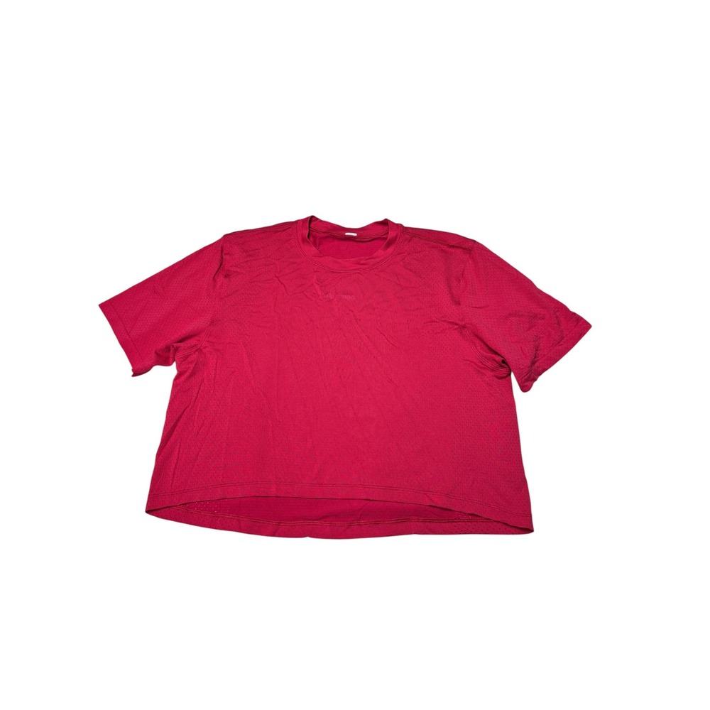 Lululemon Train to Be Short Sleeve Shirt Pink Mesh‎ Seamless Relaxed Womens 10